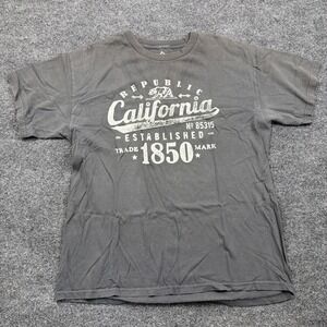 Mens Size Large California Republic Gray Shirt Tee Lg‎ L Short Sleeve